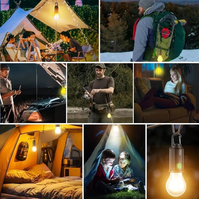 Solar Rechargeable Hooked Camping Light Outdoor Household Tungsten Lights