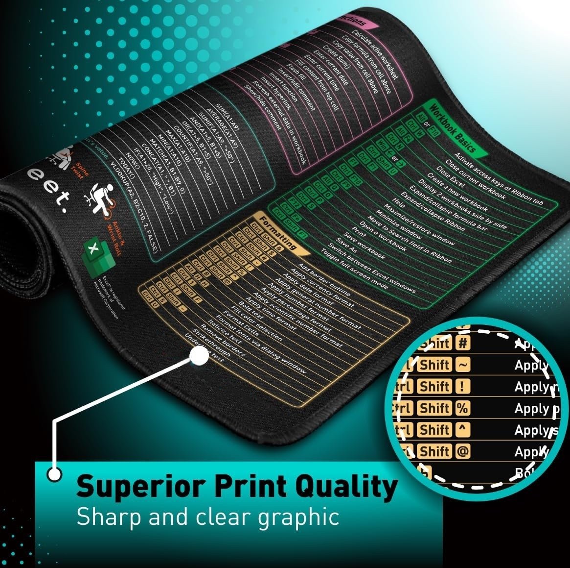 Excel Cheat Sheet Desk Mat