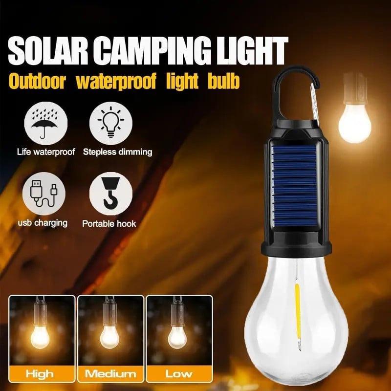 Solar Rechargeable Hooked Camping Light Outdoor Household Tungsten Lights