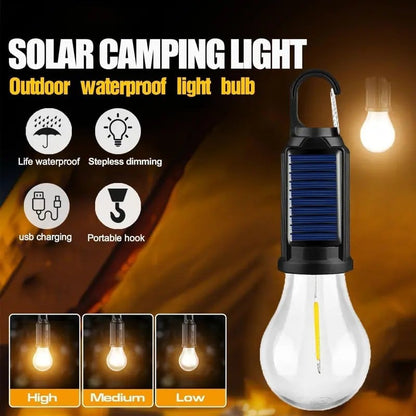 Solar Rechargeable Hooked Camping Light Outdoor Household Tungsten Lights
