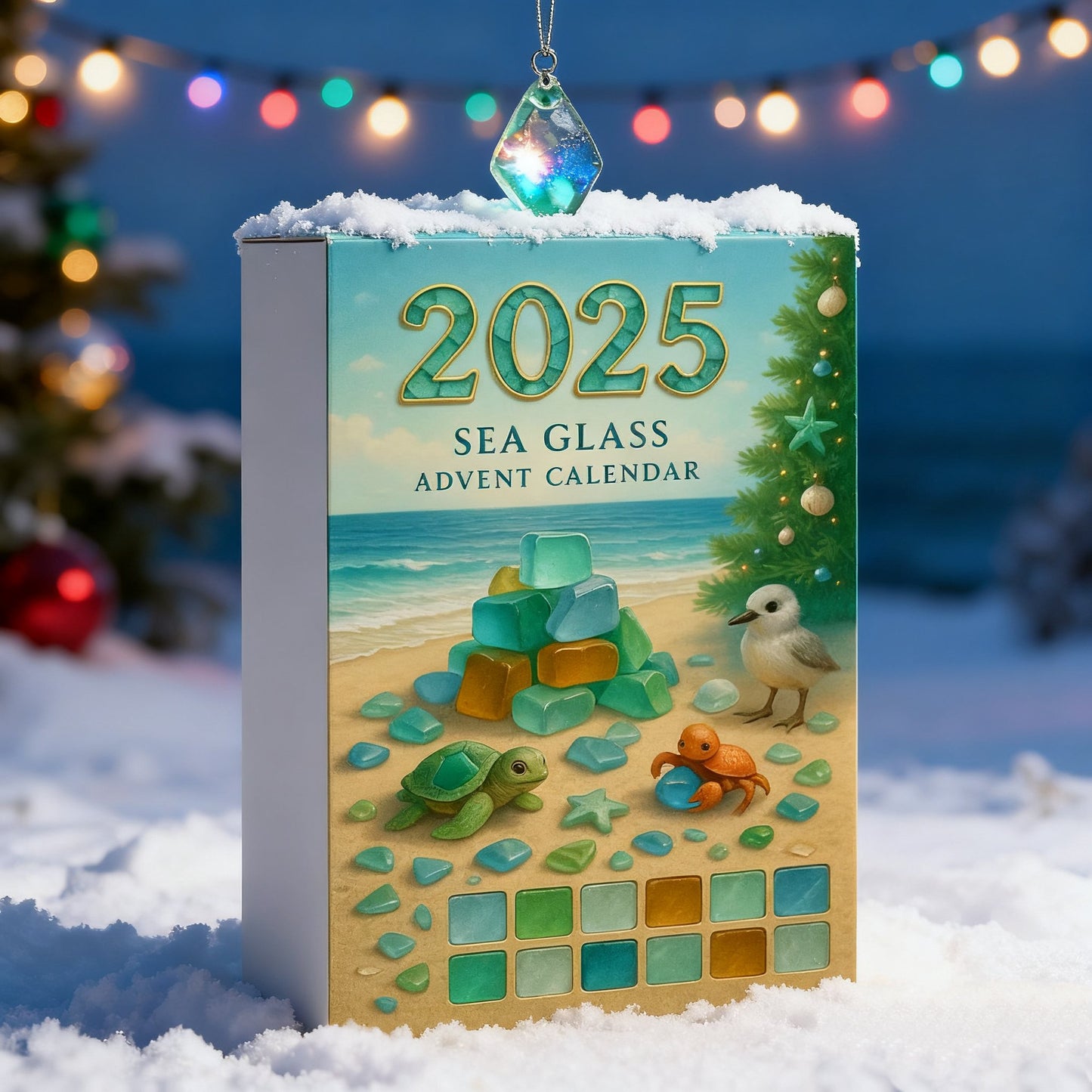 🌊🎄Sea Glass Christmas Tree Advent Calendar-2D Acrylic Christmas Tree Countdown Calendar