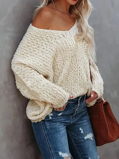 ✨Women's Off-the-Shoulder Sweater Loose Lightweight Pullover Top