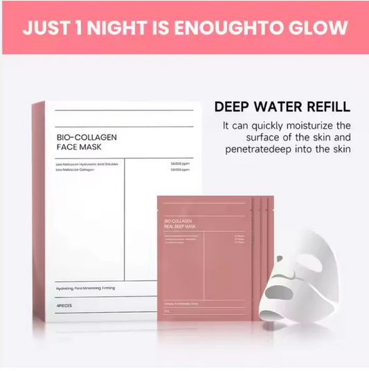 🔥Pack of Collagen Facial Mask – Compressed Anti-Aging, Hydrating & Firming Sheet Mask (Travel Size)