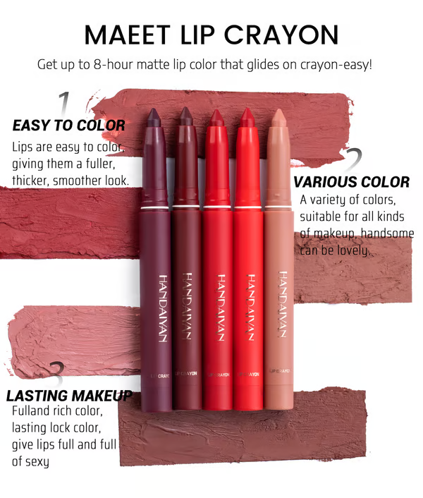 Say Goodbye to Smudges! 💄 Rotating Matte Lipstick Pencils – Long-Lasting, Sharpenable & On Sale Now!