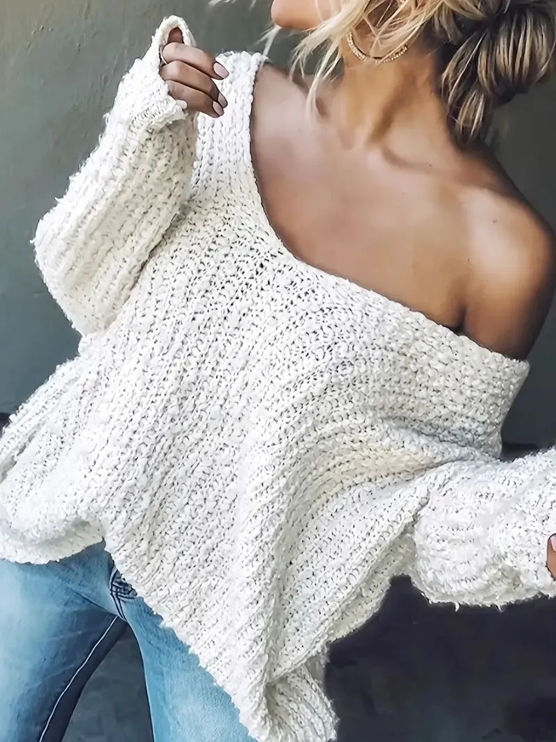 ✨Women's Off-the-Shoulder Sweater Loose Lightweight Pullover Top