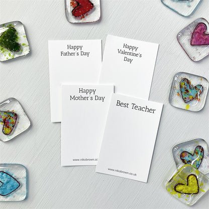 Fused glass heart pocket hug token
